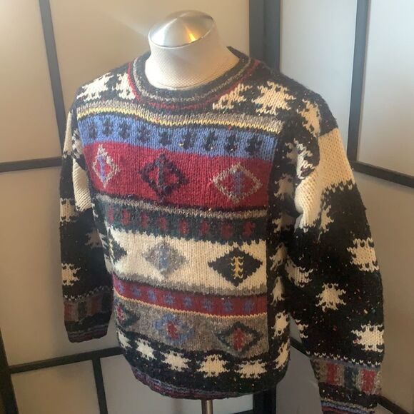 Vintage Woolrich Sweater Women's Large Wool Fair Isle Crewneck Pullover Grandma - Picture 2 of 9